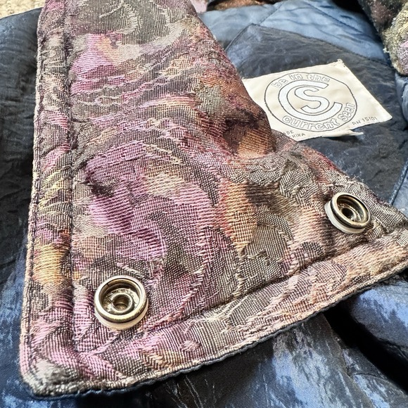 Vtg Current Seen Nylon‎ Blend Blue Iridescent Coat Jacket Snap Lined 80s Winter - Picture 4 of 12